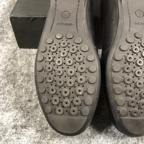 Geox Shoes Women's Size 7 Black Leather Loafers Respira D642TA Made In Italy - Picture 13 of 16